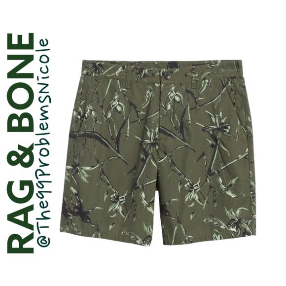 Men's Rag & Bone Camofloral Perry Printed Cotton Ripstop Shorts - Picture 1 of 6